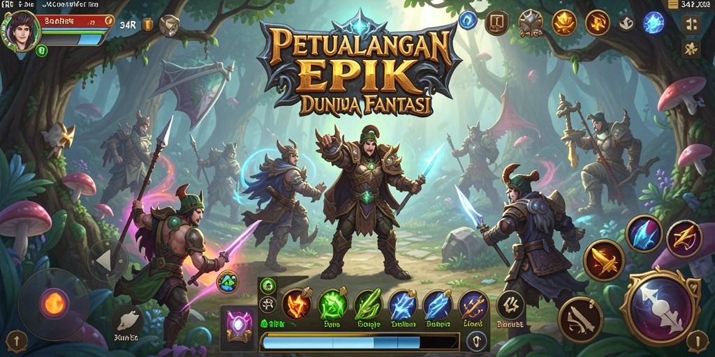 Tangkapan layar utama gameplay RPG yang menampilkan petualangan mendebarkan.