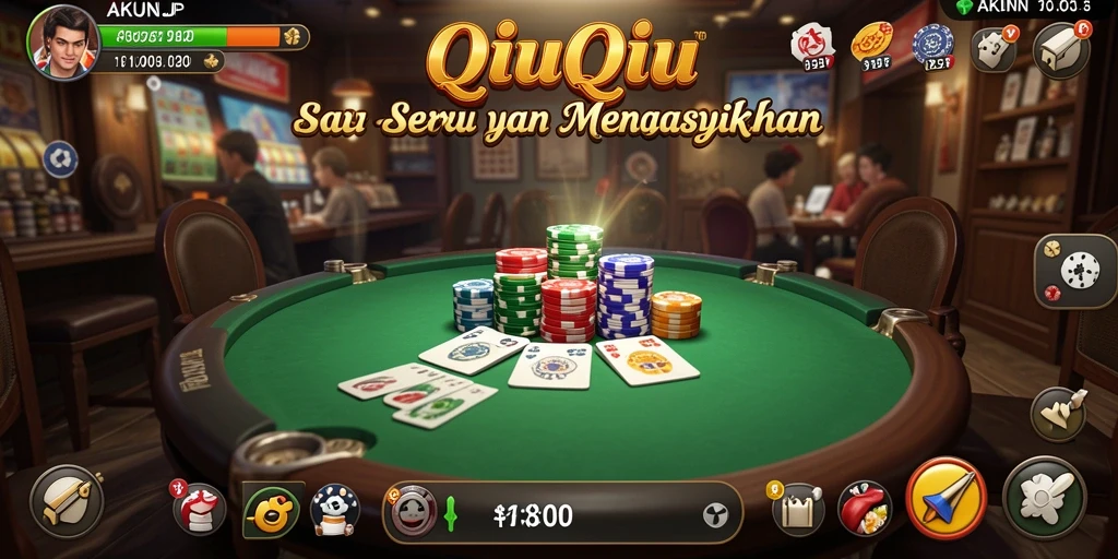 Screenshot gameplay AKUNJP dengan tampilan kartu QiuQiu yang menarik.