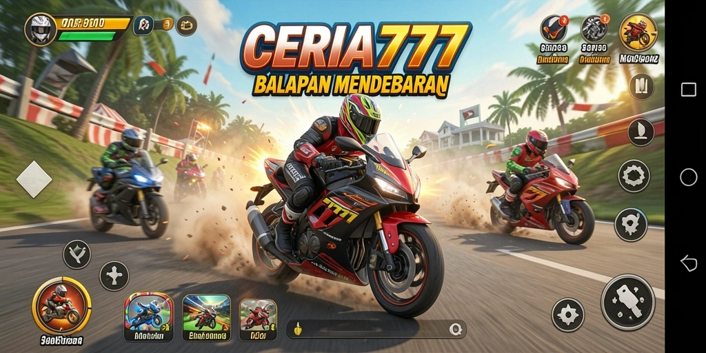 Tampilan menarik dari gameplay balapan motor CERIA777.