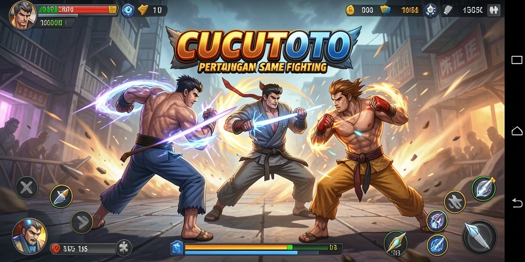 Tampilan screenshot gameplay CUCUTOTO yang menegangkan saat bertarung.