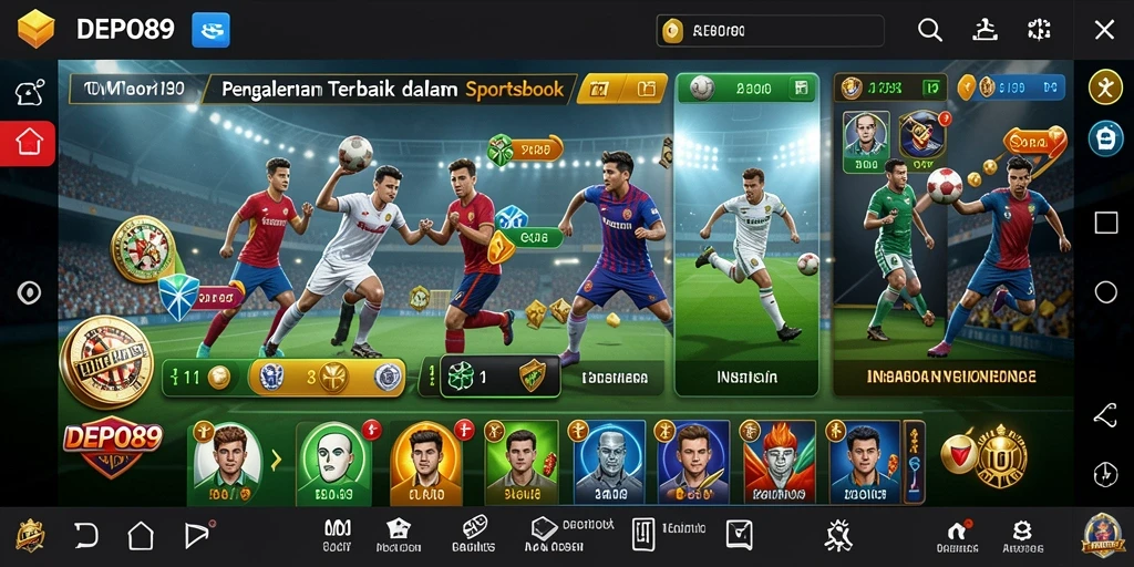 Gambar tampilan utama aplikasi DEPO89 dengan fitur Sportsbook.
