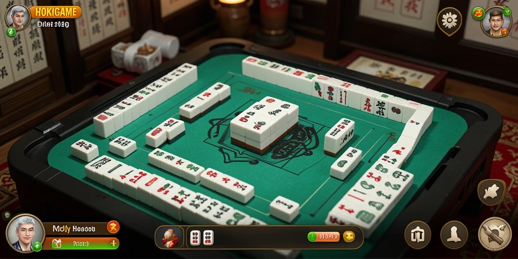 Screenshot HOKIGAME menampilkan gameplay Mahjong yang seru dan interaktif.