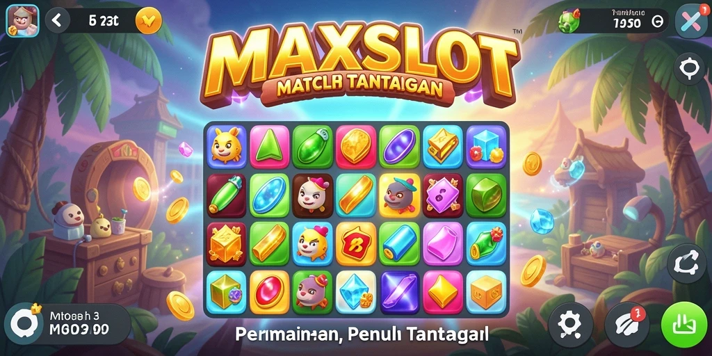 Tampilan menarik gameplay MAXSLOT dengan permata berwarna-warni.