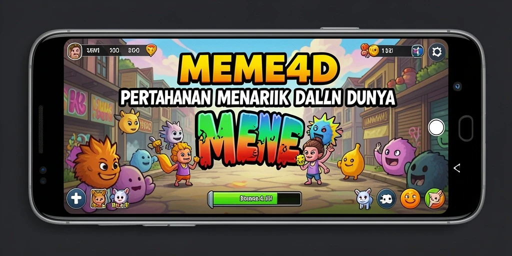 Tangkapan layar gameplay <strong>MEME4D</strong> menampilkan aksi pertahanan yang seru dan penuh warna.