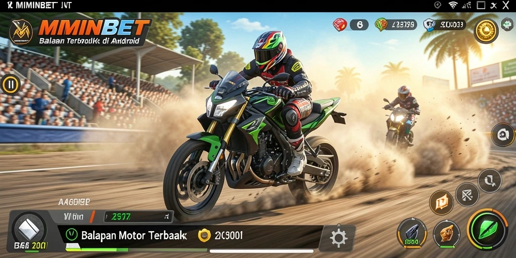 Tangkapan layar MIMINBET menampilkan aksi balapan motor yang mendebarkan.