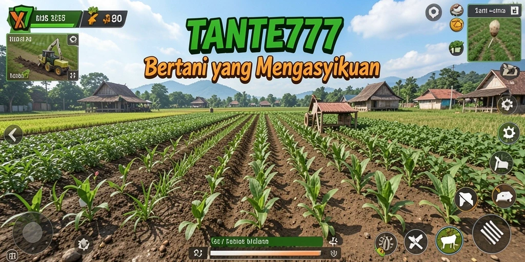 Tampilan menarik gameplay TANTE777 dengan aktivitas bertani.
